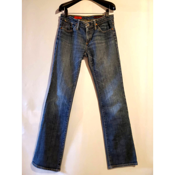 AG Adriano Goldschmied The Kiss Straight Leg Medium Stone Wash Jeans Women's 27R - Picture 1 of 9